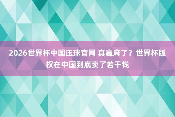 2026世界杯中国压球官网 真赢麻了?世界杯版权在中国到底卖了若干钱