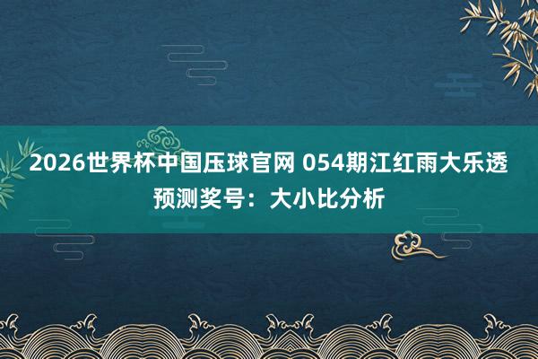 2026世界杯中国压球官网 054期江红雨大乐透预测奖号:大小比分析