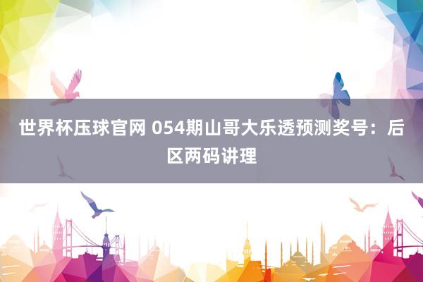 世界杯压球官网 054期山哥大乐透预测奖号:后区两码讲理