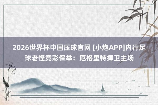 2026世界杯中国压球官网 [小炮APP]内行足球老怪竞彩保举：厄格里特捍卫主场