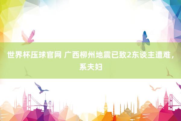世界杯压球官网 广西柳州地震已致2东谈主遭难,系夫妇