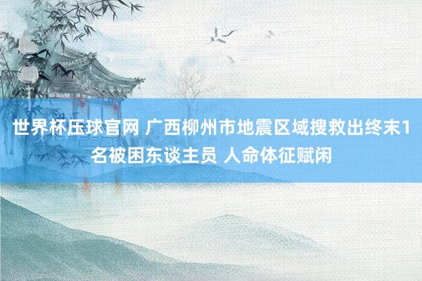 世界杯压球官网 广西柳州市地震区域搜救出终末1名被困东谈主员 人命体征赋闲