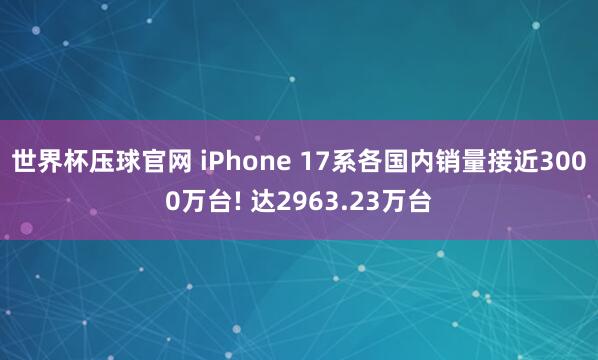 世界杯压球官网 iPhone 17系各国内销量接近3000万台! 达2963.23万台