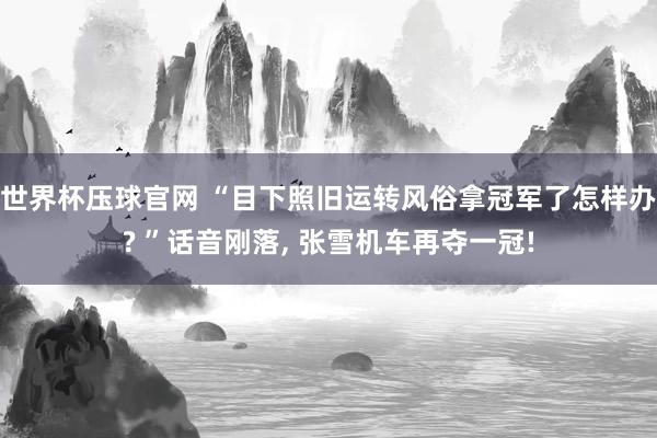 世界杯压球官网 “目下照旧运转风俗拿冠军了怎样办? ”话音刚落, 张雪机车再夺一冠!