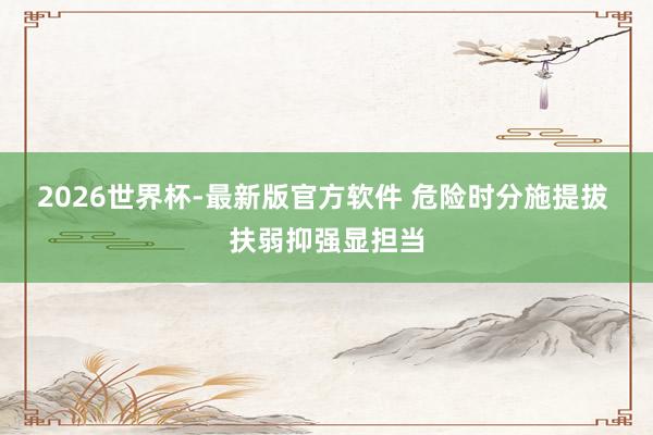 2026世界杯-最新版官方软件 危险时分施提拔 扶弱抑强显担当