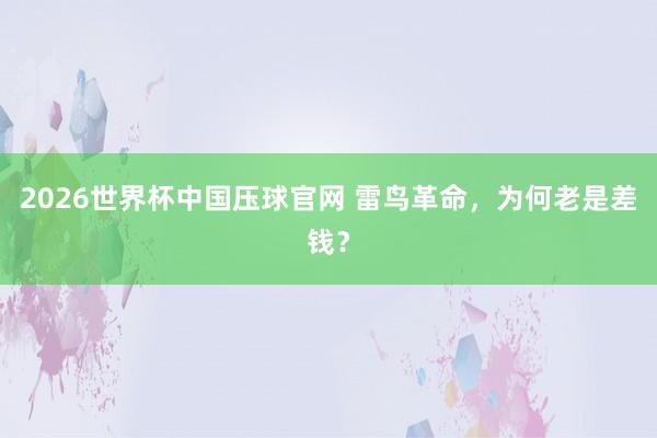 2026世界杯中国压球官网 雷鸟革命,为何老是差钱?