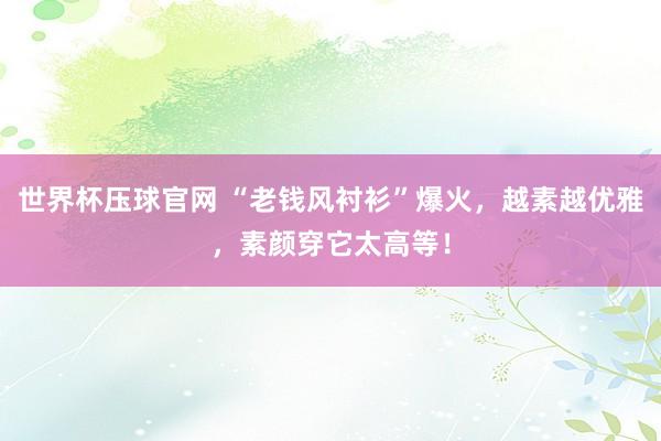 世界杯压球官网 “老钱风衬衫”爆火,越素越优雅,素颜穿它太高等!