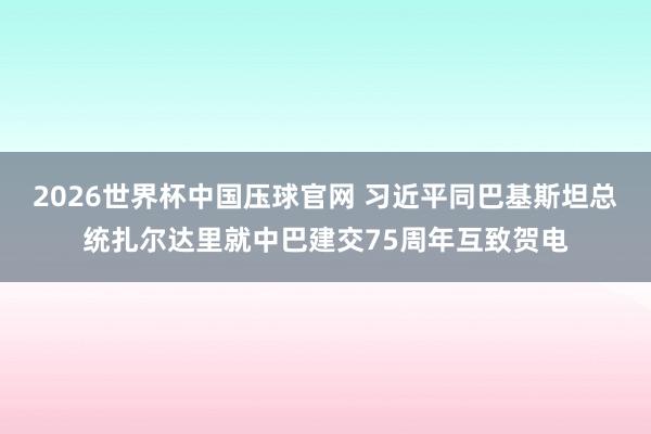 2026世界杯中国压球官网 习近平同巴基斯坦总统扎尔达里就中巴建交75周年互致贺电