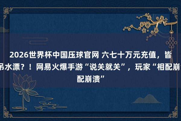2026世界杯中国压球官网 六七十万元充值,皆要吊水漂?!网易火爆手游“说关就关”,玩家“相配崩溃”
