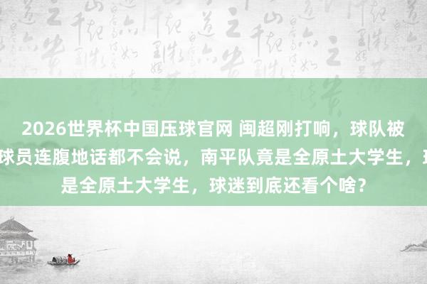2026世界杯中国压球官网 闽超刚打响,球队被传租用外挂,场上球员连腹地话都不会说,南平队竟是全原土大学生,球迷到底还看个啥?