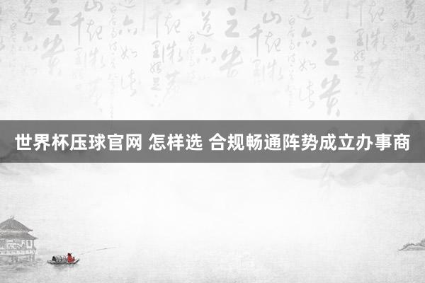 世界杯压球官网 怎样选 合规畅通阵势成立办事商