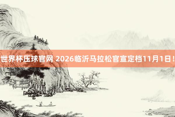 世界杯压球官网 2026临沂马拉松官宣定档11月1日!