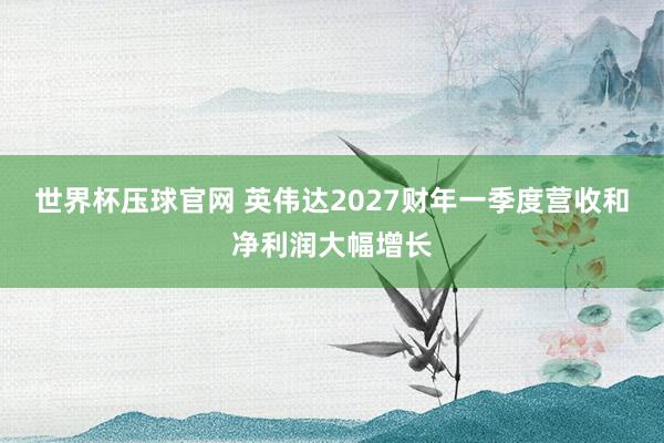 世界杯压球官网 英伟达2027财年一季度营收和净利润大幅增长