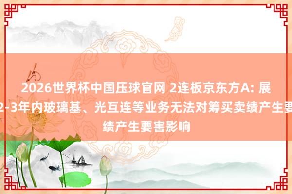 2026世界杯中国压球官网 2连板京东方A: 展望改日2-3年内玻璃基、光互连等业务无法对筹买卖绩产生要害影响