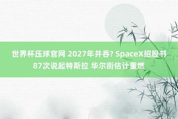 世界杯压球官网 2027年并吞? SpaceX招股书87次说起特斯拉 华尔街估计重燃