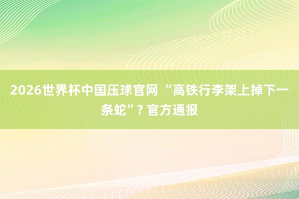 2026世界杯中国压球官网 “高铁行李架上掉下一条蛇”? 官方通报