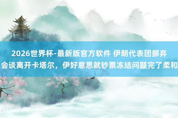 2026世界杯-最新版官方软件 伊朗代表团摒弃会谈离开卡塔尔,伊好意思就钞票冻结问题完了柔和