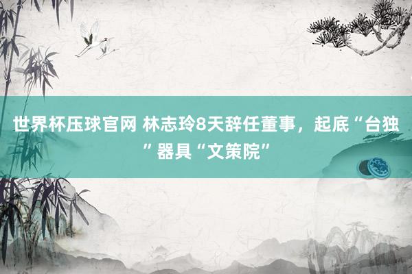 世界杯压球官网 林志玲8天辞任董事,起底“台独”器具“文策院”