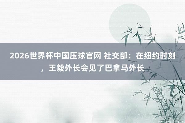 2026世界杯中国压球官网 社交部:在纽约时刻,王毅外长会见了巴拿马外长