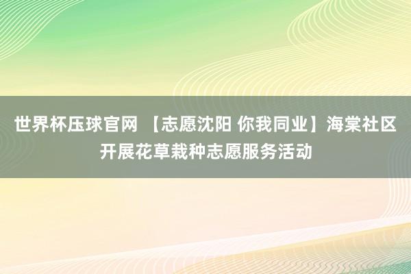 世界杯压球官网 【志愿沈阳 你我同业】海棠社区开展花草栽种志愿服务活动