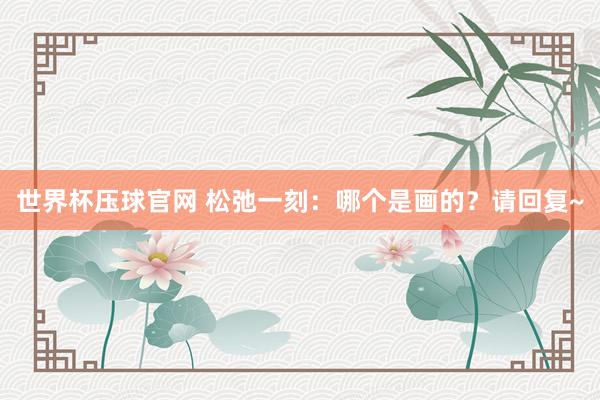 世界杯压球官网 松弛一刻:哪个是画的?请回复~