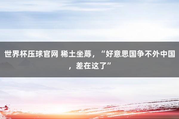 世界杯压球官网 稀土坐蓐,“好意思国争不外中国,差在这了”