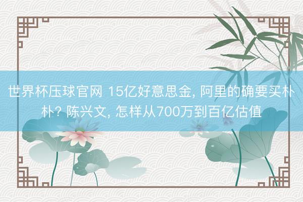 世界杯压球官网 15亿好意思金， 阿里的确要买朴朴? 陈兴文， 怎样从700万到百亿估值