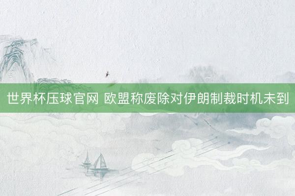 世界杯压球官网 欧盟称废除对伊朗制裁时机未到